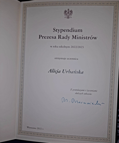 Stypendium Prezesa Rady Ministrów.